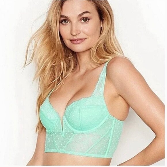 EUC Victoria's Secret Dream Angels Neon Pin Lace Lonlline Corset Bustier Bra - Picture 7 of 7